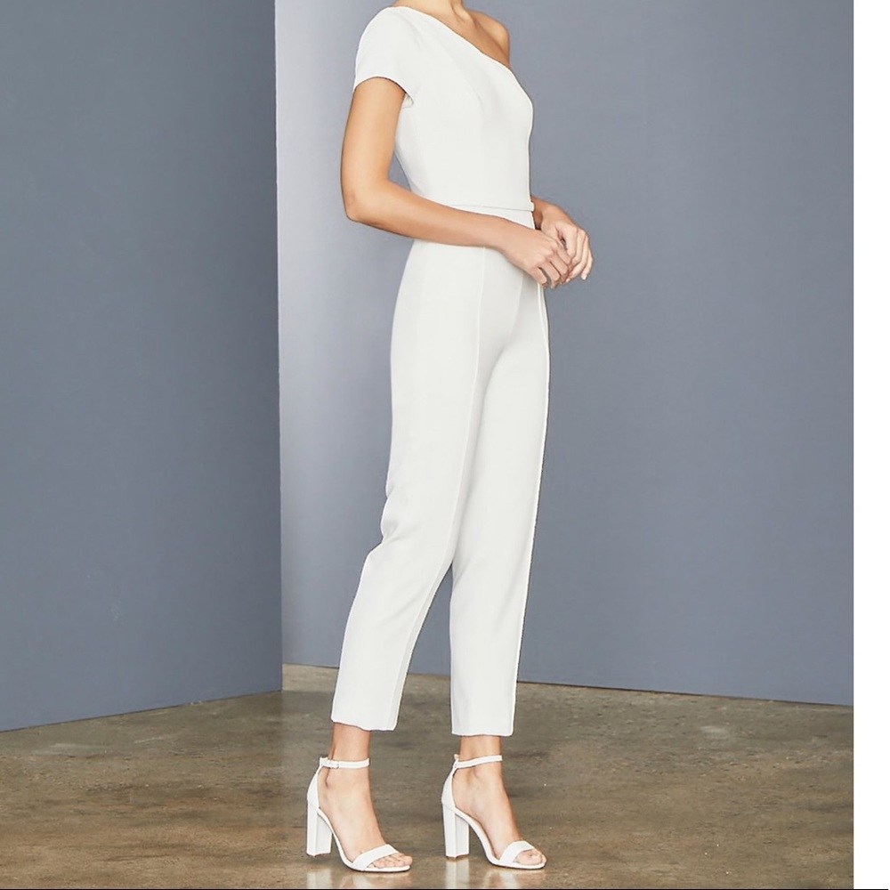 COPY - Amsale One Shoulder Crepe Tailored Jumpsuit